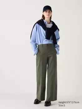Широкие брюки-чинос длинные Uniqlo, цвет 57 зеленый