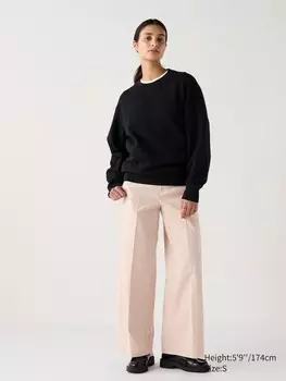Широкие брюки-чинос длинные Uniqlo, розовый