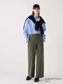Широкие брюки-чинос длинные Uniqlo, зеленый
