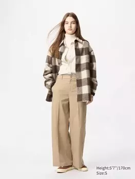 Широкие брюки-чинос Uniqlo, цвет 32 бежевый
