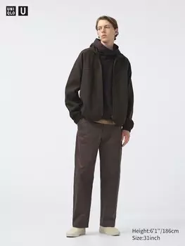 Широкие брюки - чинос Uniqlo, коричневый