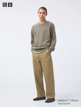 Широкие брюки - чинос Uniqlo, коричневый