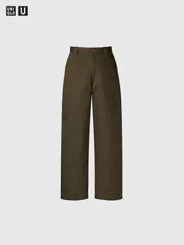 Широкие брюки - чинос Uniqlo, коричневый