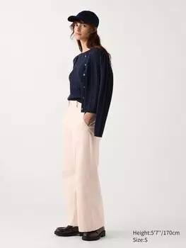 Широкие брюки - чинос Uniqlo, розовый