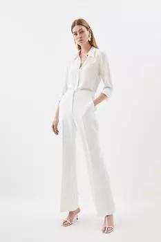 Широкие брюки чистого кроя с высокой талией Karen Millen, белый