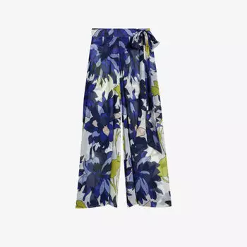 Широкие брюки Chrysat из ткани со средней посадкой и цветочным принтом Ted Baker, цвет natural
