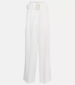 Широкие брюки Cleofe с завышенной талией и поясом GOLDEN GOOSE, белый