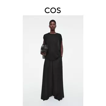 Широкие брюки Cos с эластичной резинкой на талии и драпировкой, черный