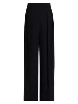 Широкие брюки Crissi из смесовой шерсти The Row, цвет night sky