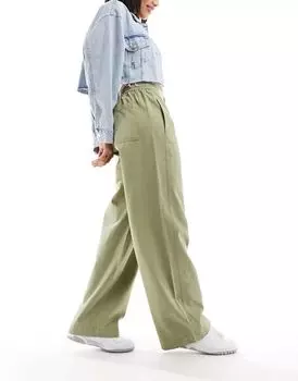 Широкие брюки цвета хаки ASOS