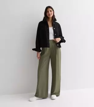 Широкие брюки цвета хаки New Look, хаки