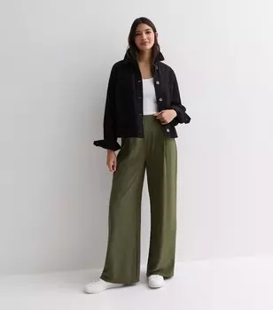 Широкие брюки цвета хаки New Look, хаки