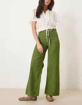 Широкие брюки цвета хаки с накладным карманом ASOS DESIGN