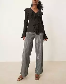 Широкие брюки цвета металлик JDY