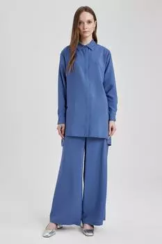 Широкие брюки DeFacto, темно-синий