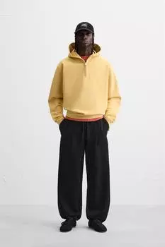 Широкие брюки для бега трусцой ZARA, черный