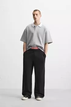 Широкие брюки для бега трусцой ZARA, черный