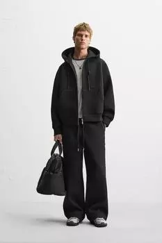 Широкие брюки для бега трусцой ZARA, черный