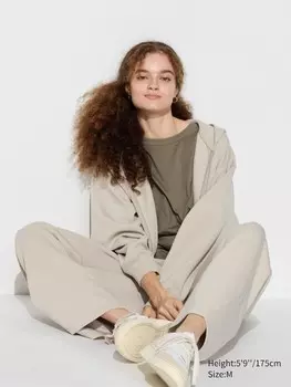 Широкие брюки для сухого пота длинные Uniqlo, бежевый