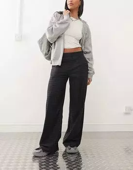 Широкие брюки Dylan в темно-синюю и серую клетку Weekday