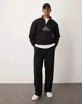 Широкие брюки-джоггеры с защипами и застежкой-молнией черного цвета ASOS DESIGN