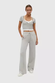 Широкие брюки-джоггеры Stradivarius, серый