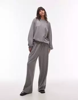 Широкие брюки-джоггеры Topshop премиум-класса в рубчик серого цвета