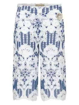 Широкие брюки ELIE SAAB JUNIOR из гипюра и кружева, белый