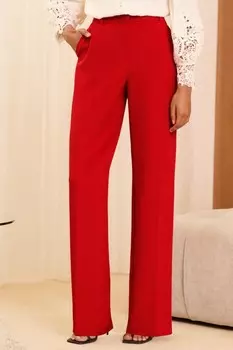 Широкие брюки фасоны с высокой талией Love & Roses, красный