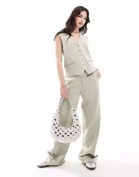 Широкие брюки French Connection Angie фисташкового цвета