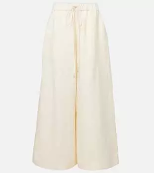 Широкие брюки Gelos из льна и шелка Gabriela Hearst, слоновая кость