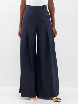 Широкие брюки gratitude со складками и узором «в елочку». Palmer//Harding, синий