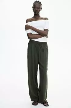 Широкие брюки H&M, зеленый