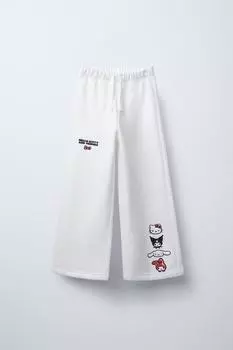 Широкие брюки hello kitty and friends sanrio ZARA, устрично-белый
