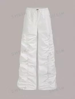 Широкие брюки ICON, горпкор, кулиска на талии, плиссировка Shein, белый