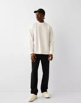 Широкие брюки интерлок Bershka, черный