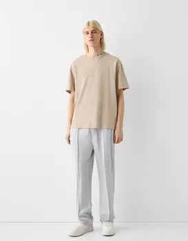 Широкие брюки интерлок Bershka, серый