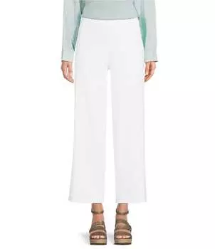 Широкие брюки из эластичного крепа Eileen Fisher длиной до щиколотки, белый