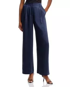 Широкие брюки из атласа AQUA, синий