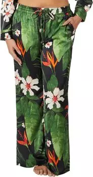 Широкие брюки из атласа-шармеза больших размеров с цветочным принтом LAUREN Ralph Lauren, цвет Black/Green/Multi