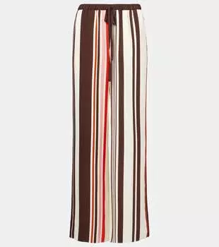 Широкие брюки из атласного шелка с тисненным узором "чертополох" SIR, Rose Baiadera