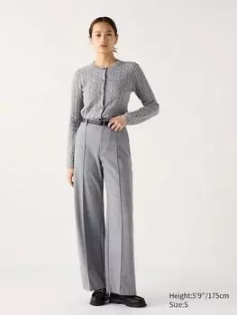 Широкие брюки из джерси длинные Uniqlo, цвет 04 серый