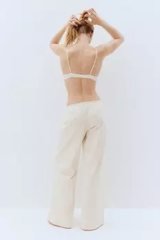 Широкие брюки из джерси H&M, бежевый
