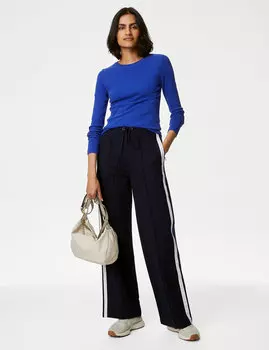 Широкие брюки из джерси с боковыми полосками Marks & Spencer