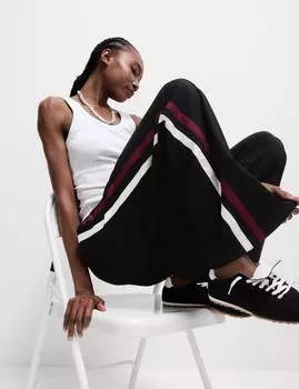 Широкие брюки из джерси с полосками по бокам Marks & Spencer, черный