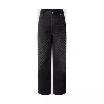 Широкие брюки из флокированного денима Damier Louis Vuitton, черный