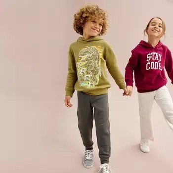 Широкие брюки из френч терри Jumping Beans для девочек 4–12 лет, цвет Calligraphy Pink