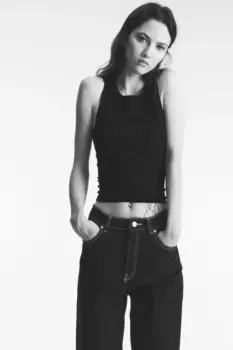 Широкие брюки из габардина H&M, черный
