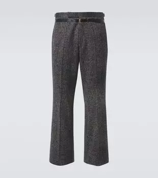 Широкие брюки из габардина в клетку Prada, Piombo