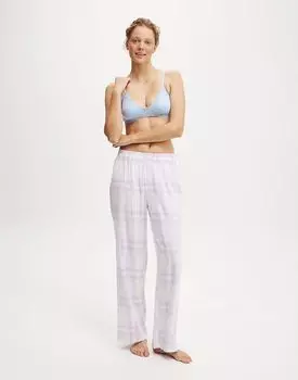 Широкие брюки из хлопка: фланели в розово-голубую кружевную клетку Cotton:On